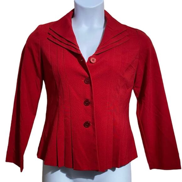 Danny & Nicole Red vintage pleated 4 button blazer - WOMEN'S 6P - Picture 1 of 6